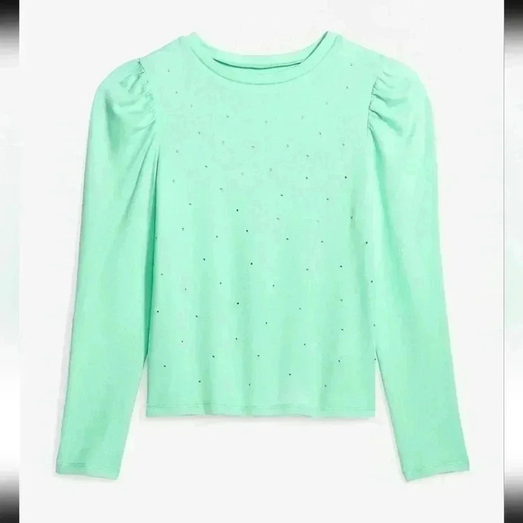 Girls Puff Long Sleeve Jeweled Tee Mint green size 7 from Evsive. 3/$15 - Picture 8 of 8